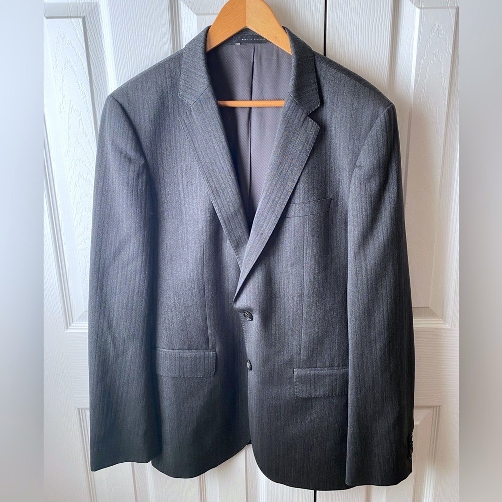 BOSS Lanificio Tesse Biella Italy Gray Herringbone James3/Sharp5 Slim Blazer 40L